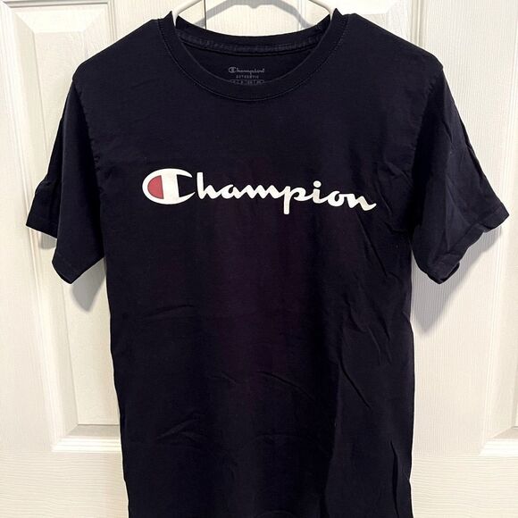 Champion Authentic Mens Classic Script Graffic Short Sleeve Shirt - Picture 1 of 4